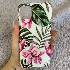 Pink flowers & Leaves iPhone 11 Pro Max case